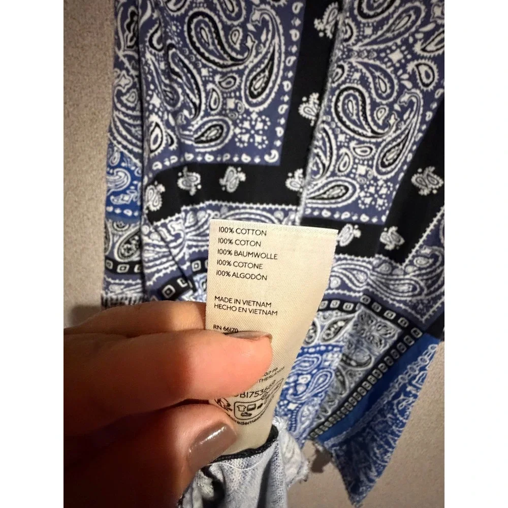 We The Free Free People Blue Bandana Paisley Print Oversized Cotton Top Medium